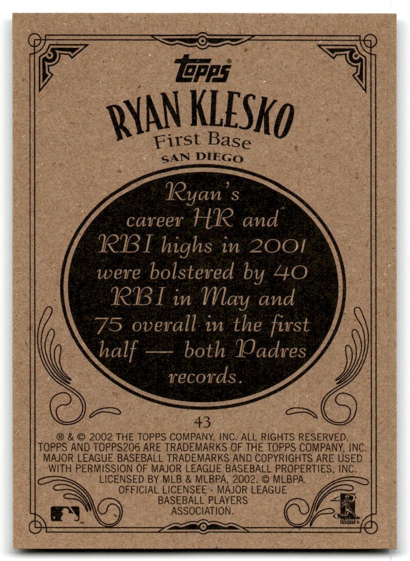 2002 Topps 206 Ryan Klesko A Baseball Cards #43