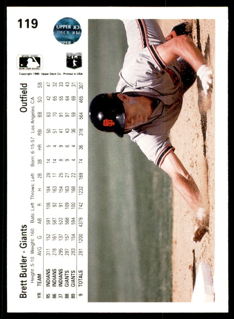 1990 Upper Deck Brett Butler . San Francisco Giants #119