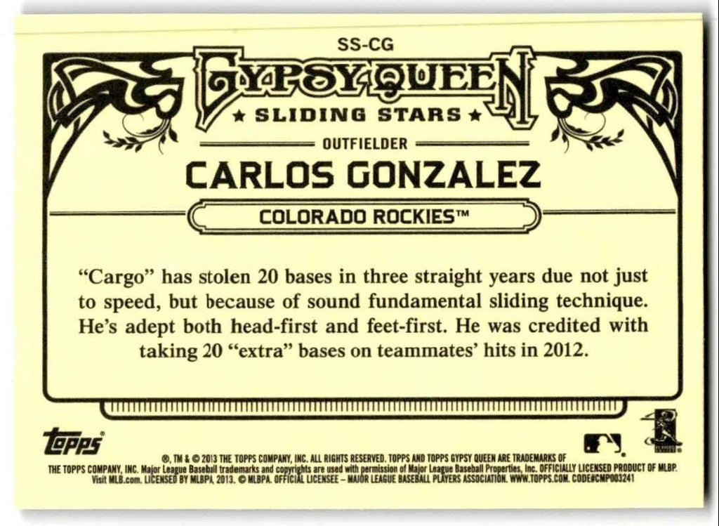 2013 Topps Gypsy Queen Carlos Gonzalez A Baseball Cards #SS-CG