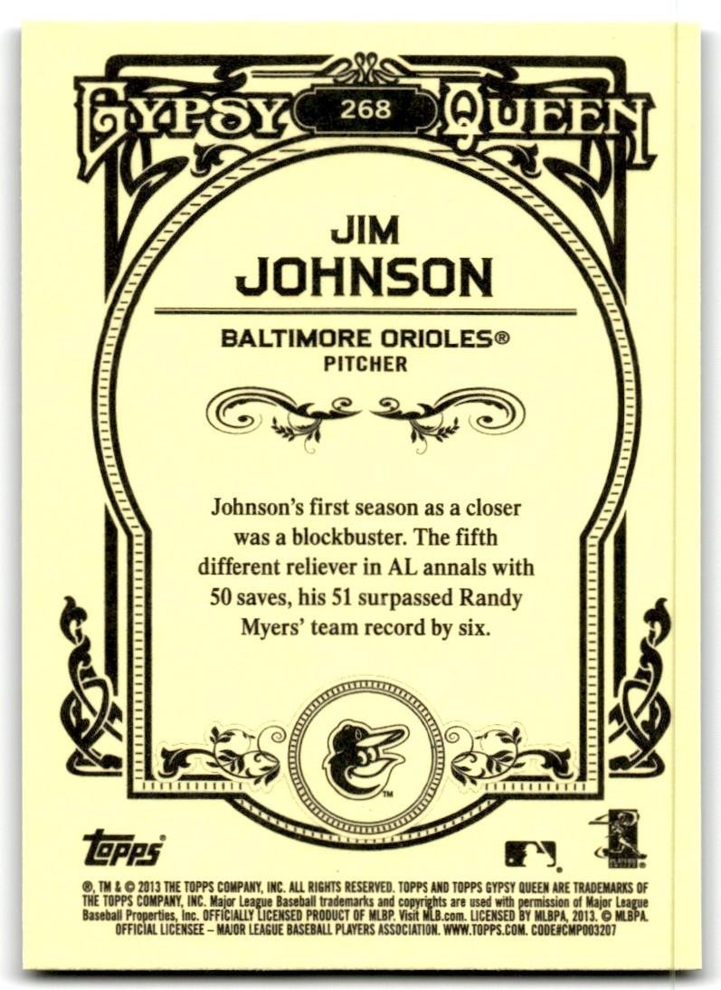 2013 Topps Gypsy Queen Jim Johnson Baseball Cards #268