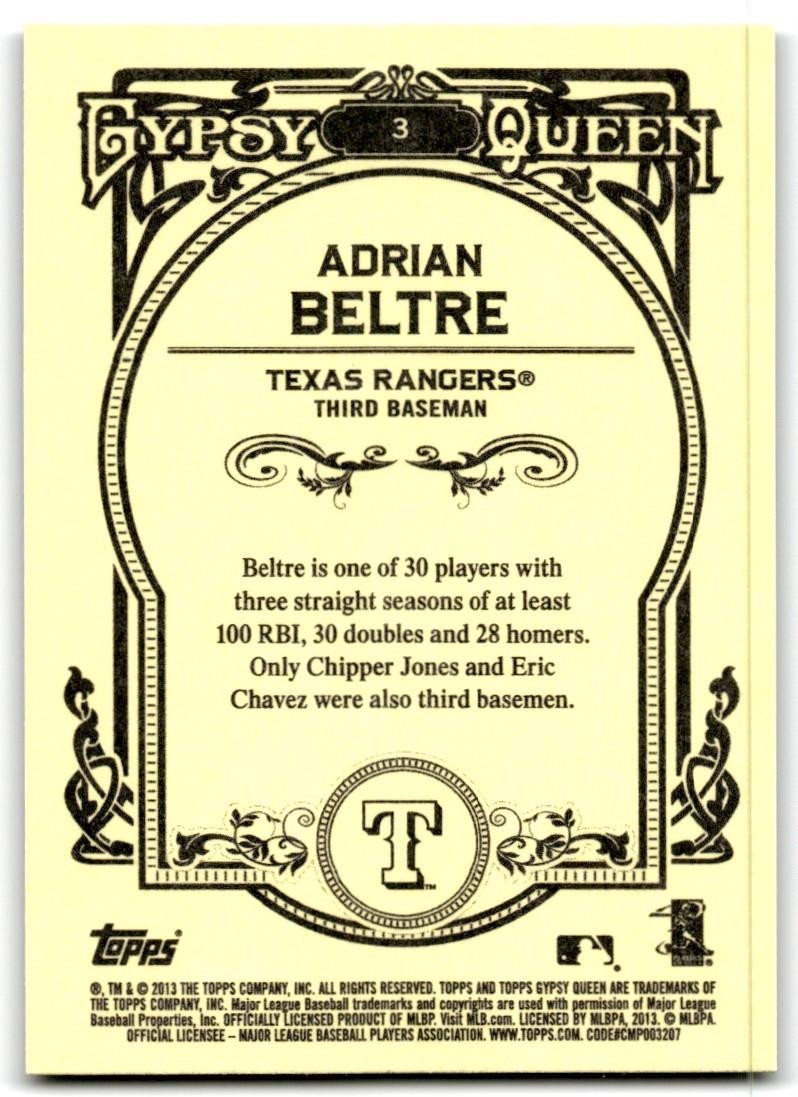 2013 Topps Gypsy Queen Adrian Beltre Baseball Cards #3