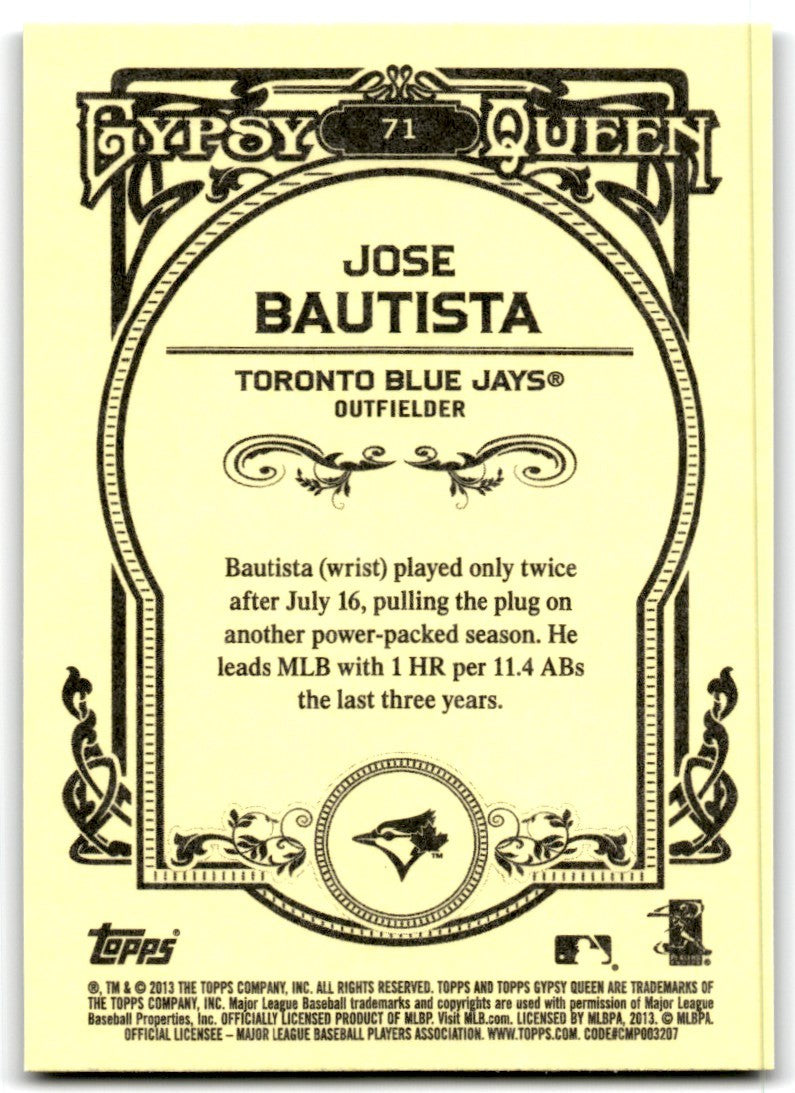 2013 Topps Gypsy Queen Jose Bautista Baseball Cards #71