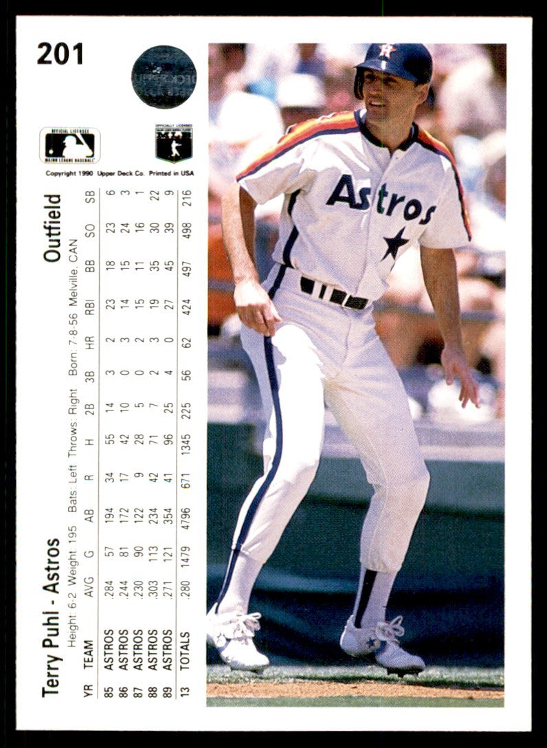 1990 Upper Deck Terry Puhl . Houston Astros #201