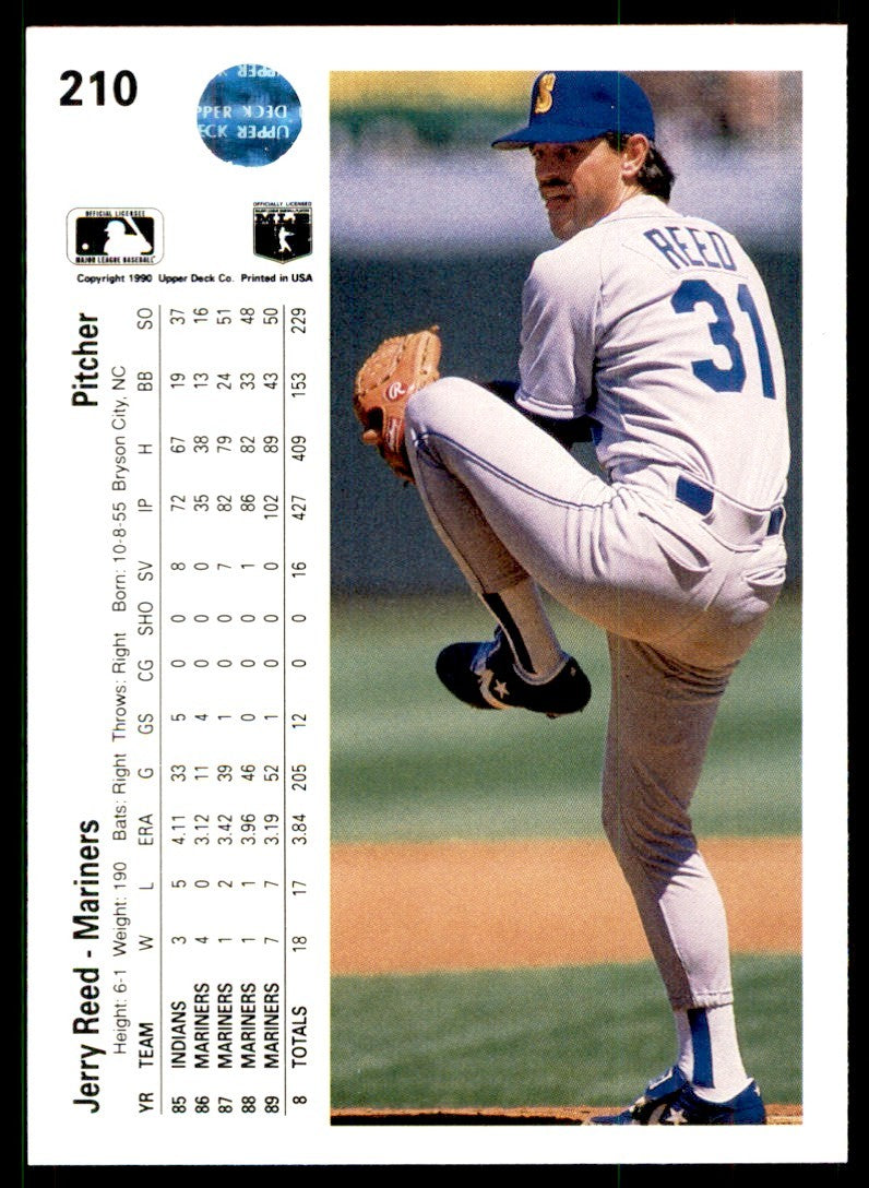 1990 Upper Deck Jerry Reed . Seattle Mariners #210