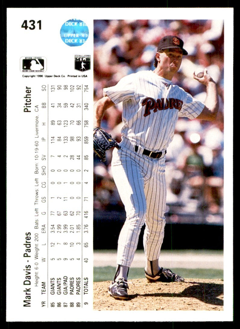 1990 Upper Deck Mark Davis . San Diego Padres #431