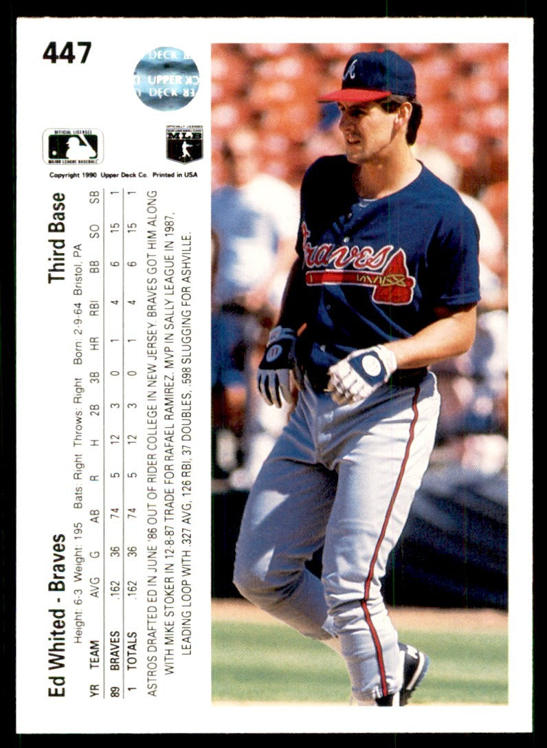 1990 Upper Deck Ed Whited Rookie . Atlanta Braves #447