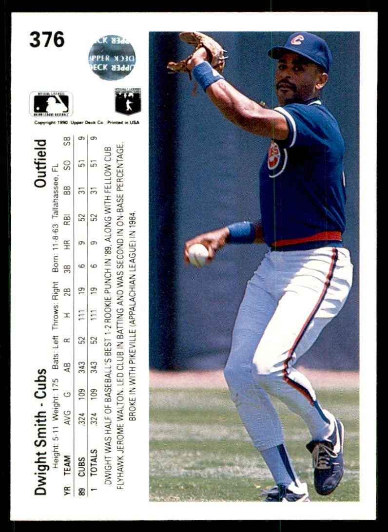 1990 Upper Deck Dwight Smith . Chicago Cubs #376