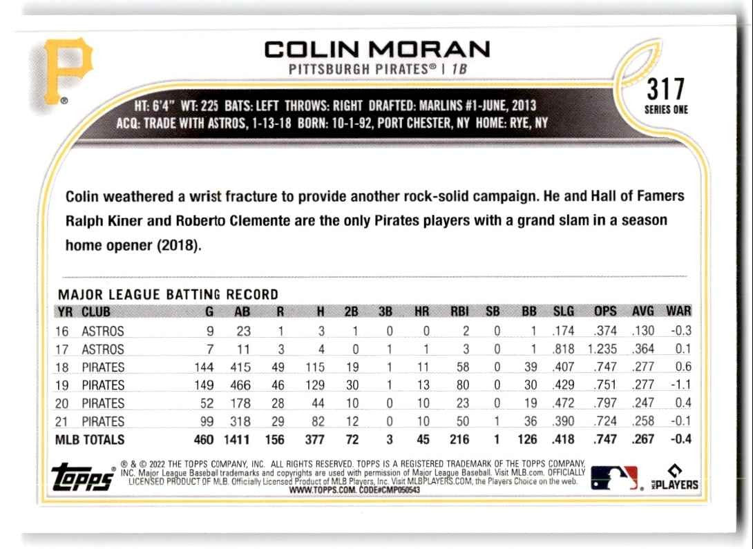 2022 Topps Colin Moran Baseball Cards #317