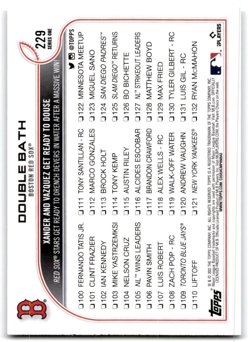 2022 Topps Xamder and Vazquez Baseball Cards #229