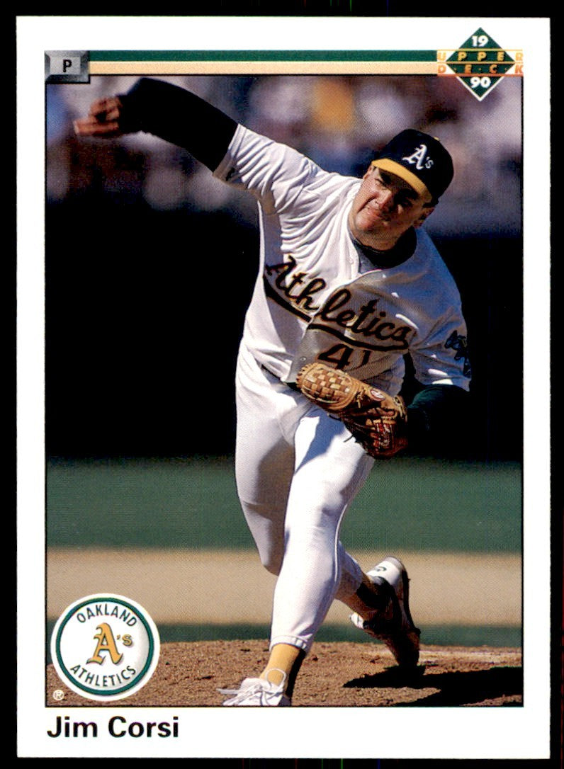 1990 Upper Deck Jim Corsi . Oakland Athletics #521