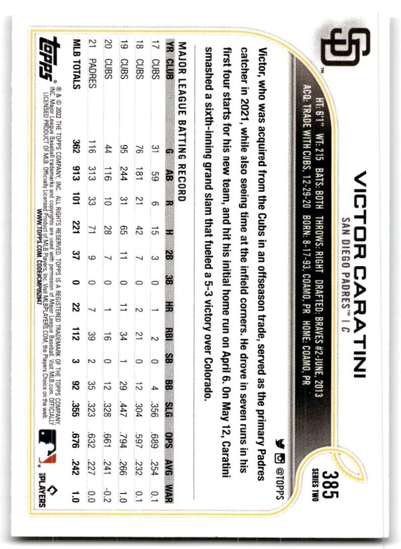 2022 Topps. Victor Caratini Baseball Cards #385