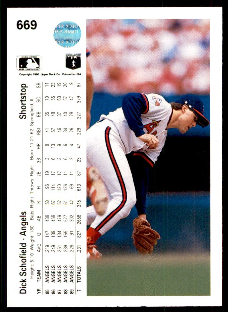 1990 Upper Deck Dick Schofield . California Angels #669