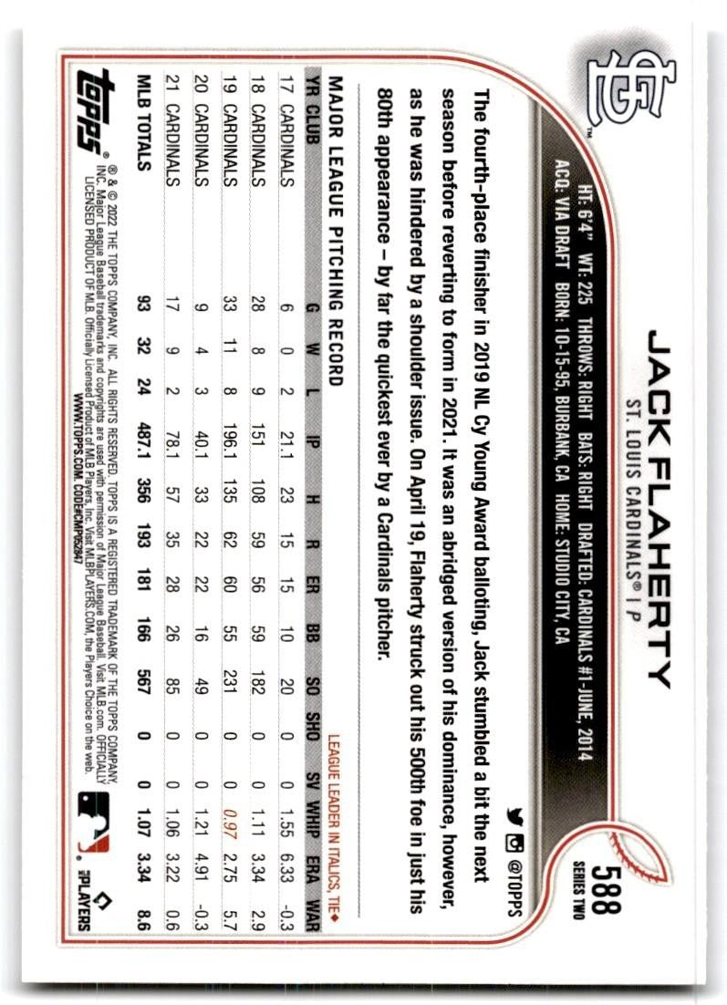 2022 Topps: Jack Flaherty Baseball Cards #588