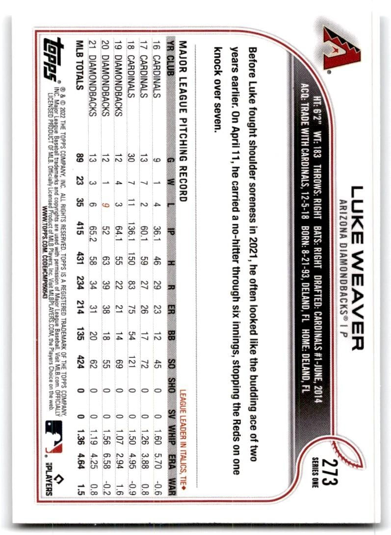 2022 Topps: Luke Weaver Baseball Cards #273