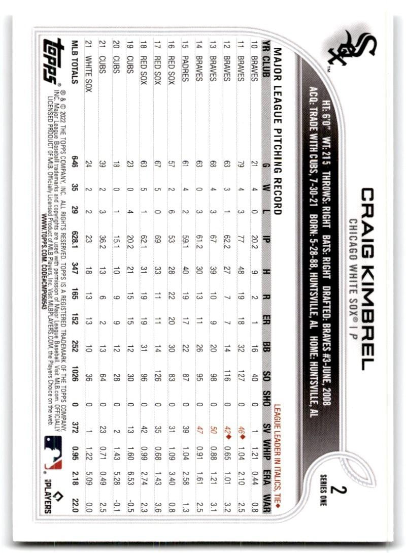 2022 Topps: Craig Kimbrel Baseball Cards #2