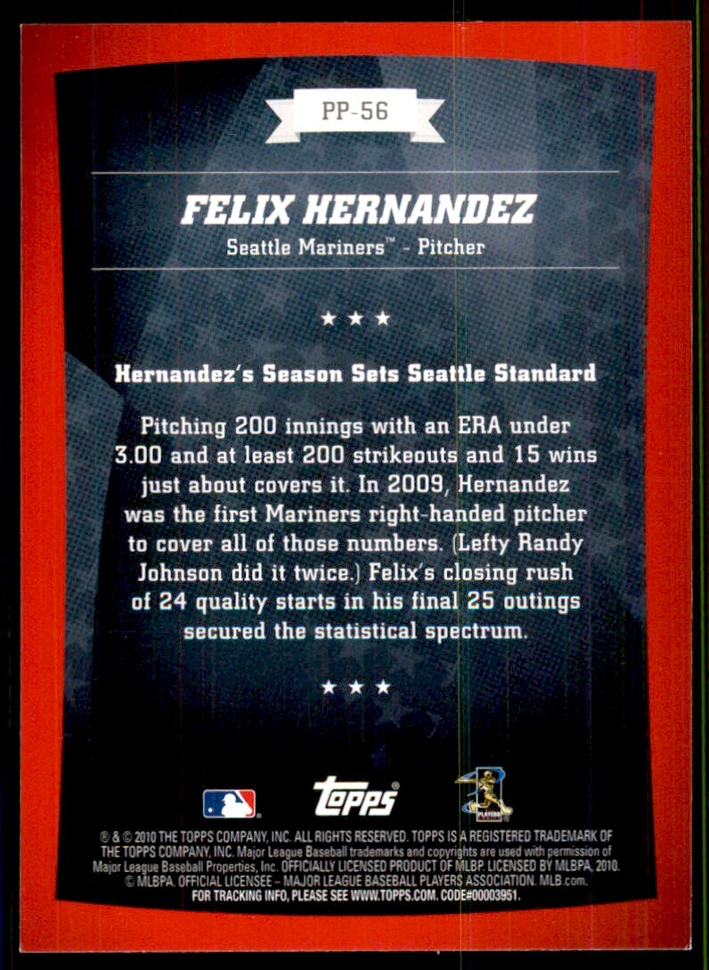 2010 Topps Peak Performance. Felix Hernandez . Seattle Mariners #PP-56