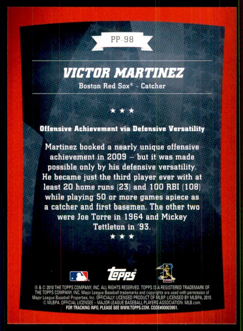 2010 Topps Peak Performance. Victor Martinez . Boston Red Sox #PP-98