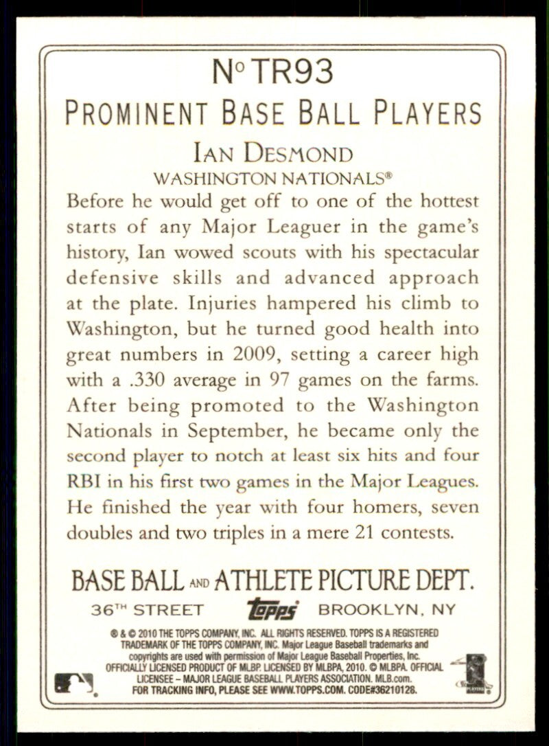 2010 Topps Turkey Red Ian Desmond . Washington Nationals #TP51