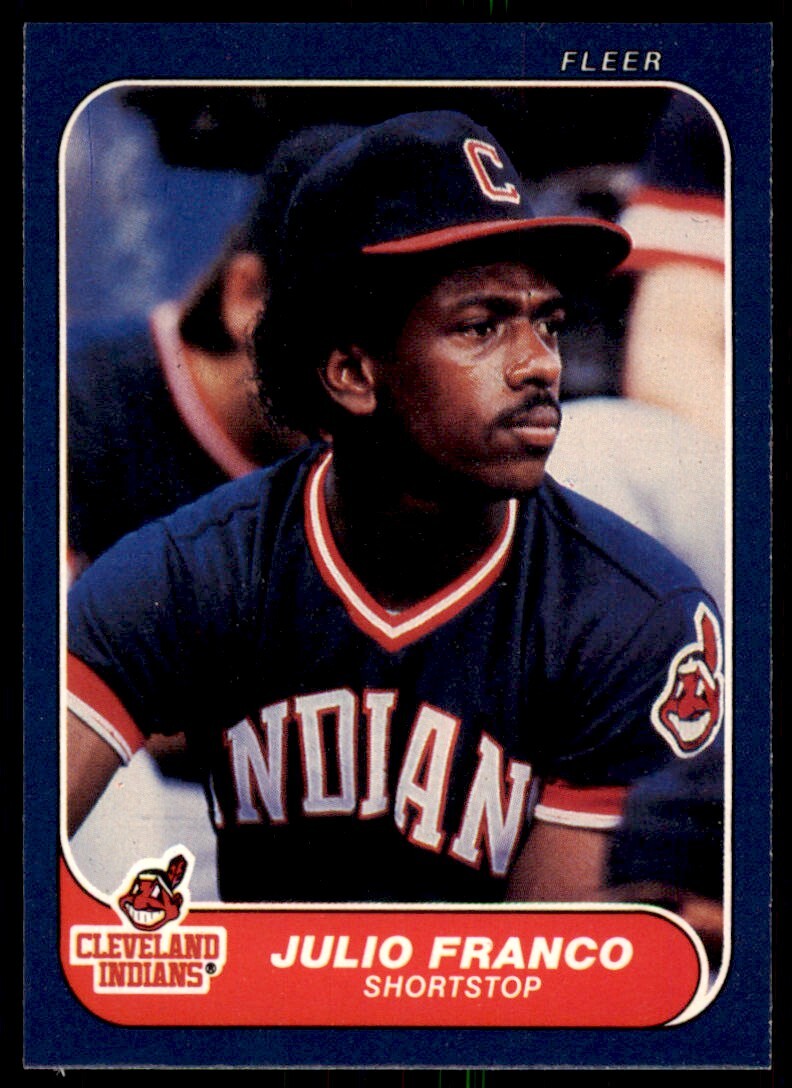 1986 Fleer Julio Franco . Cleveland Indians #586
