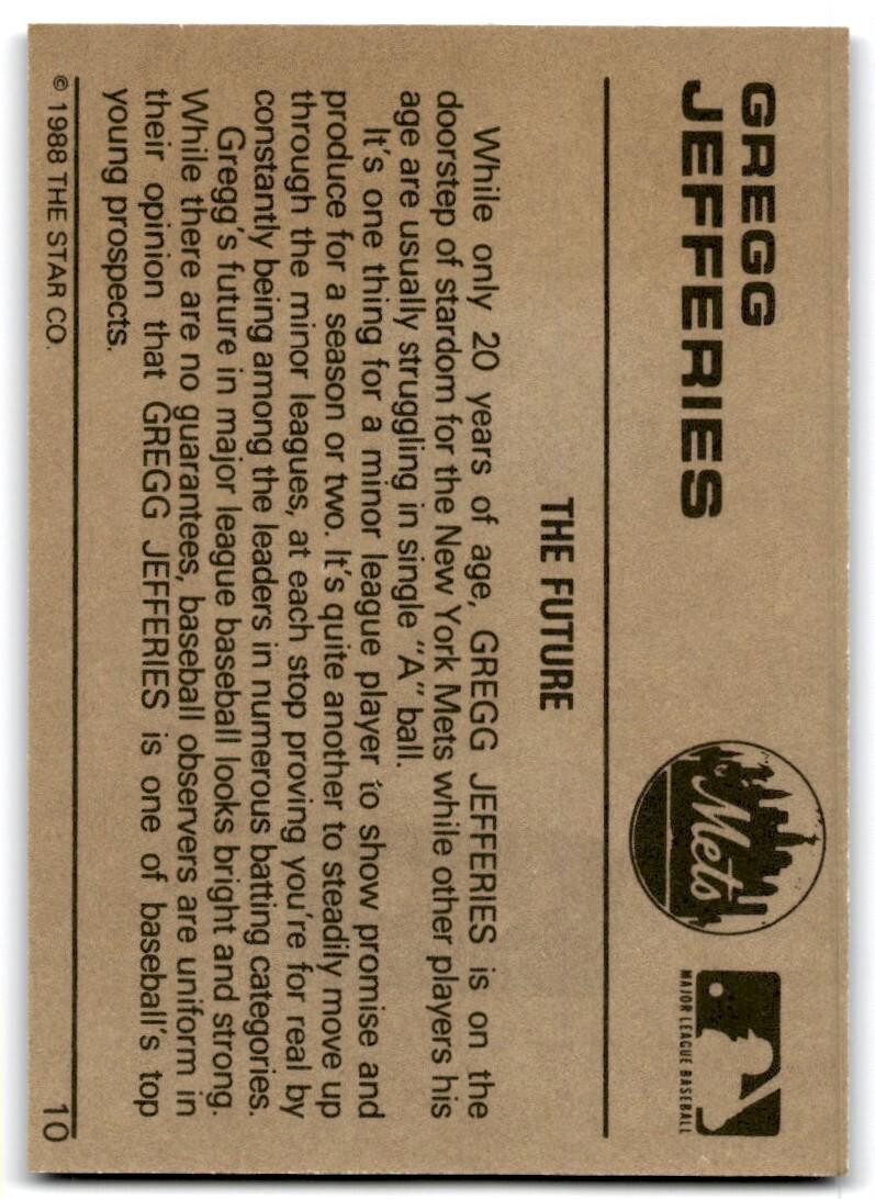 1988 Star Gregg Jefferies Baseball Card #10