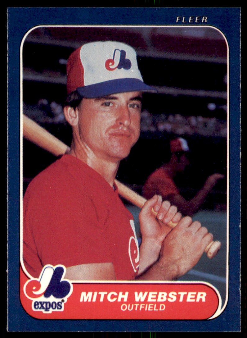 1986 Fleer Mitch Webster Rookie . Montreal Expos #265