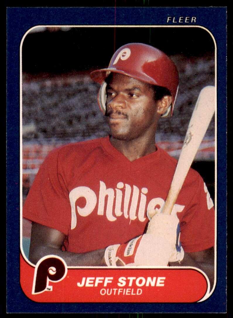 1986 Fleer Jeff Stone . Philadelphia Phillies #454