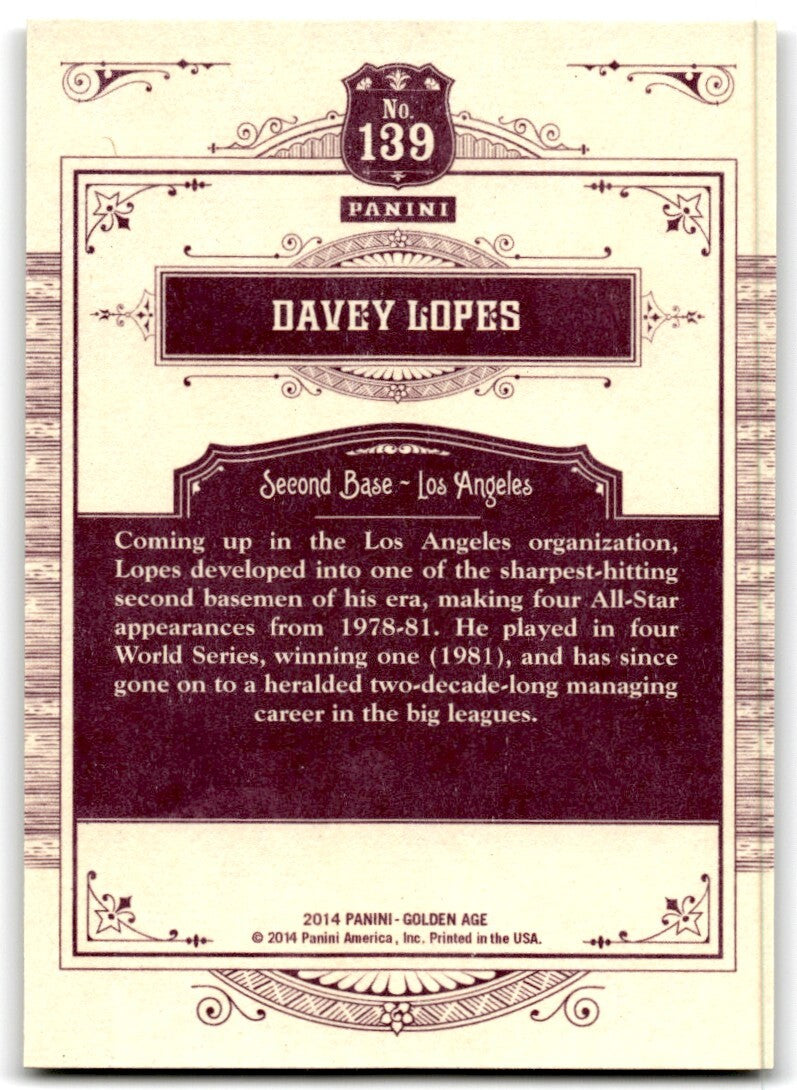 2014 Panini Golden Age Davey Lopes #139