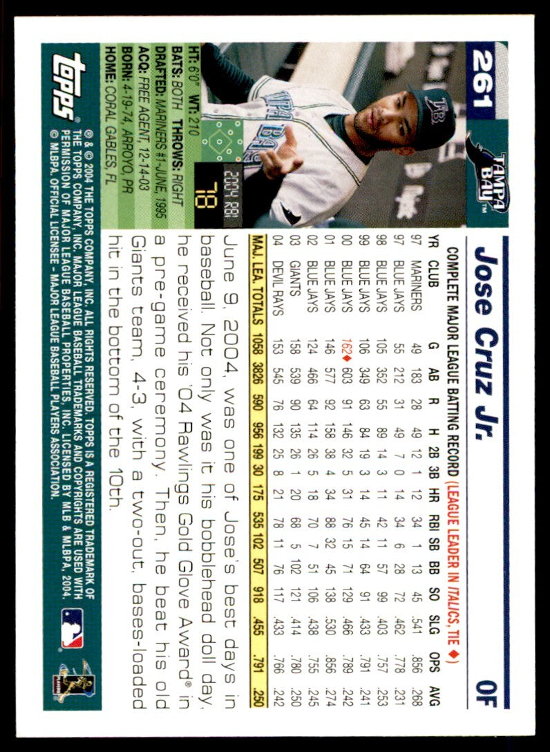 2005 Topps Jose Cruz Jr. . Tampa Bay Devil Rays #261
