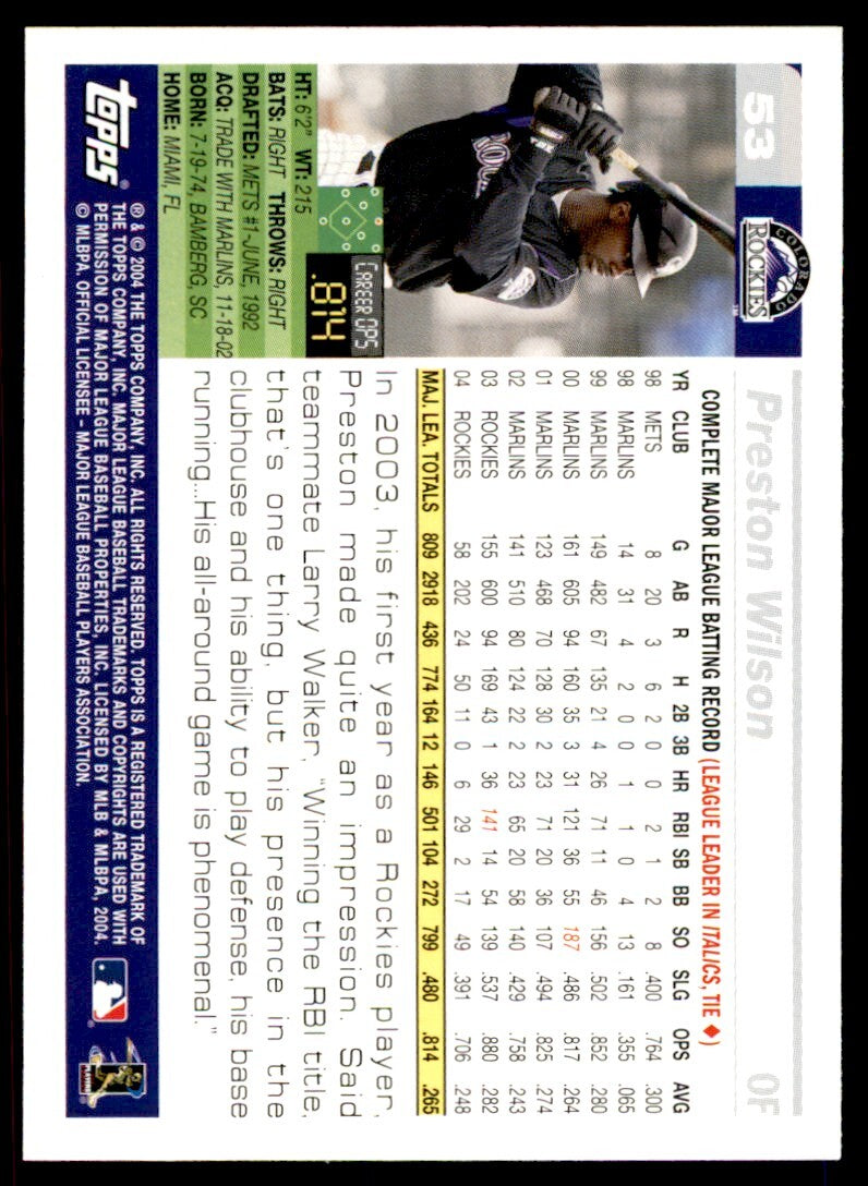 2005 Topps Preston Wilson . Colorado Rockies #53