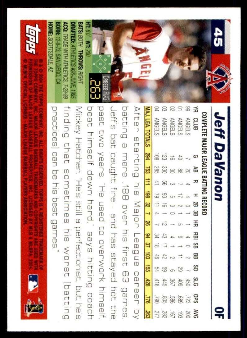 2005 Topps . Jeff DaVanon . Anaheim Angels #45