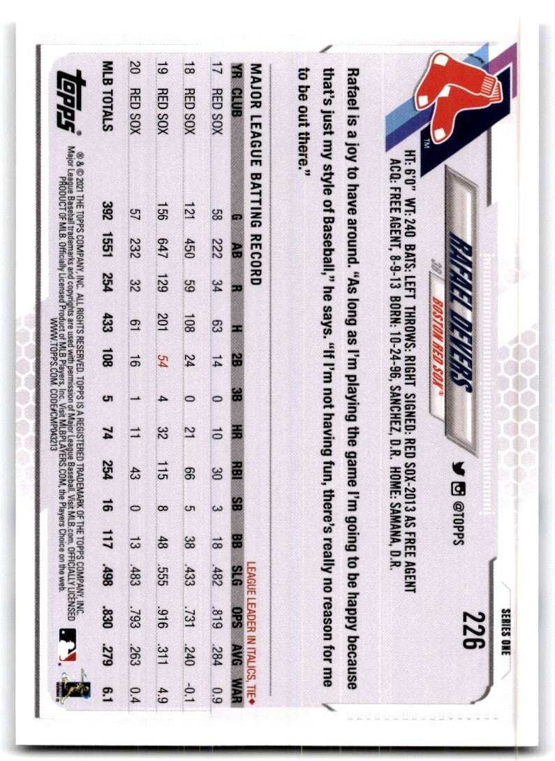2021 Topps Rafael Devers Baseball Cards #226