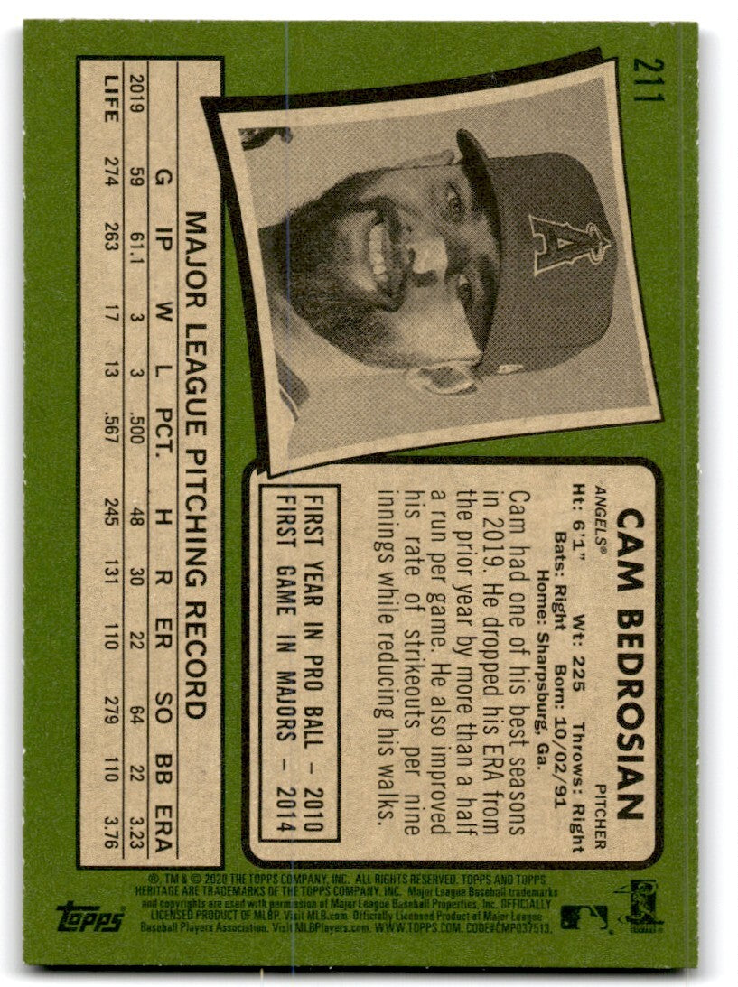 2020 Topps Heritage Cam Bedrosian Baseball Cards #211