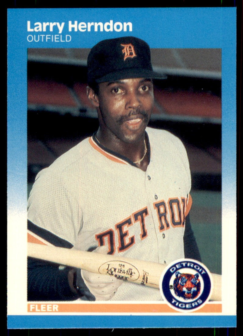 1987 Fleer Glossy Larry Herndon . Detroit Tigers #154