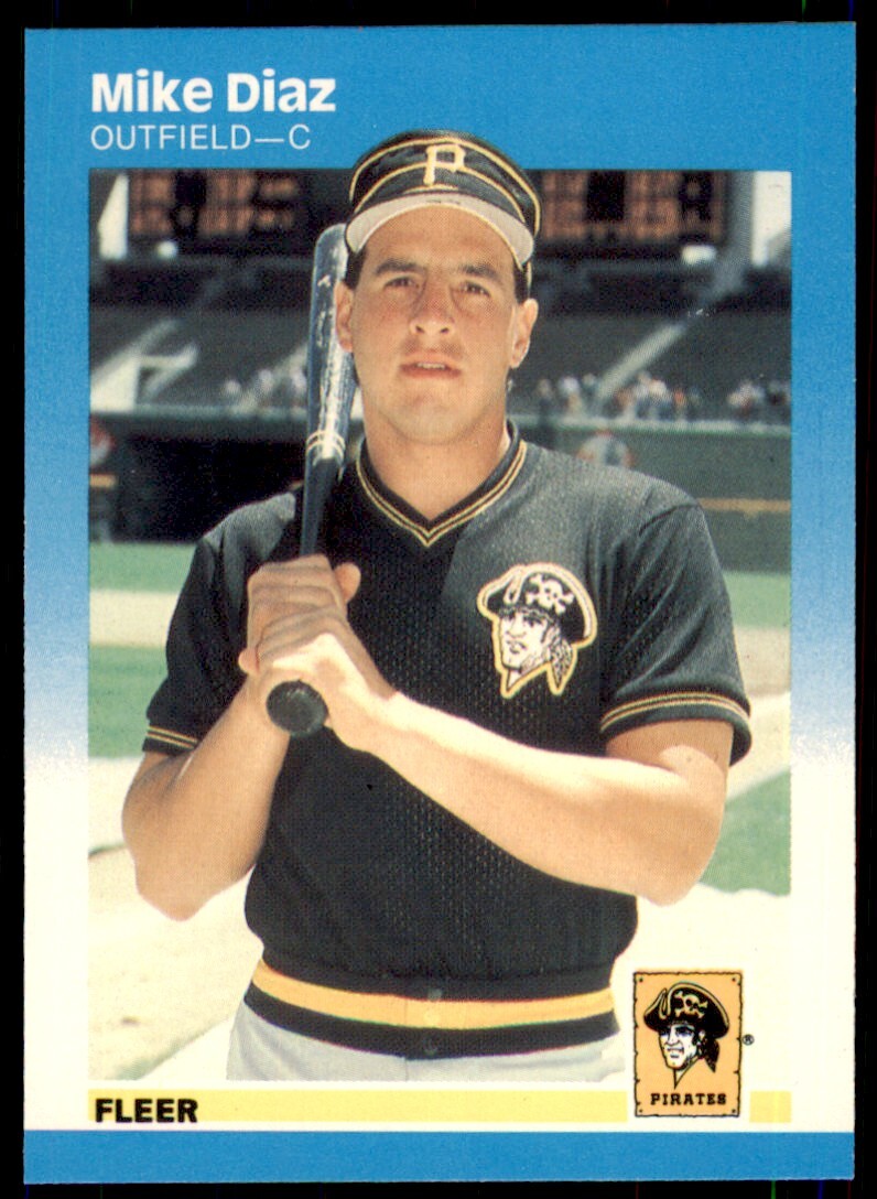 1987 Fleer Glossy Mike Diaz Rookie . Pittsburgh Pirates #609