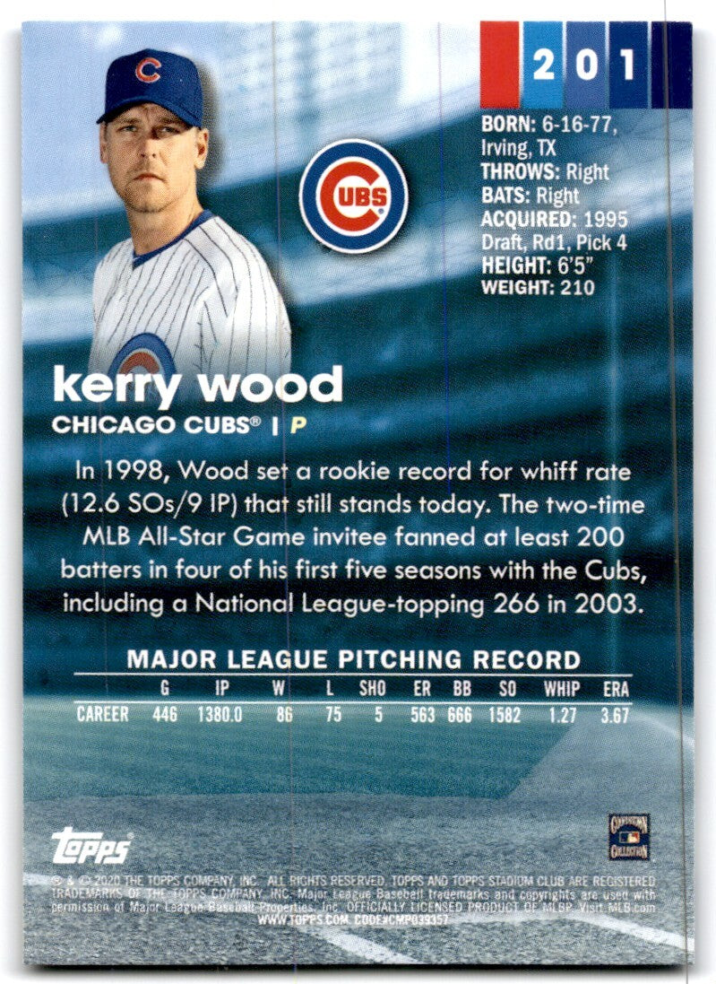 2020 Topps Stadium Club Kerry Wood A Baseball Cards #201