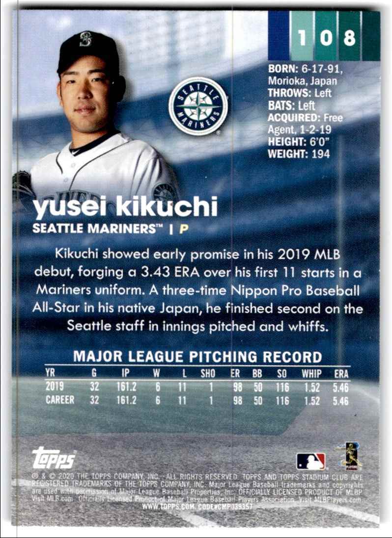 2020 Topps Stadium Club Yusei Kikuchi A Baseball Cards #108