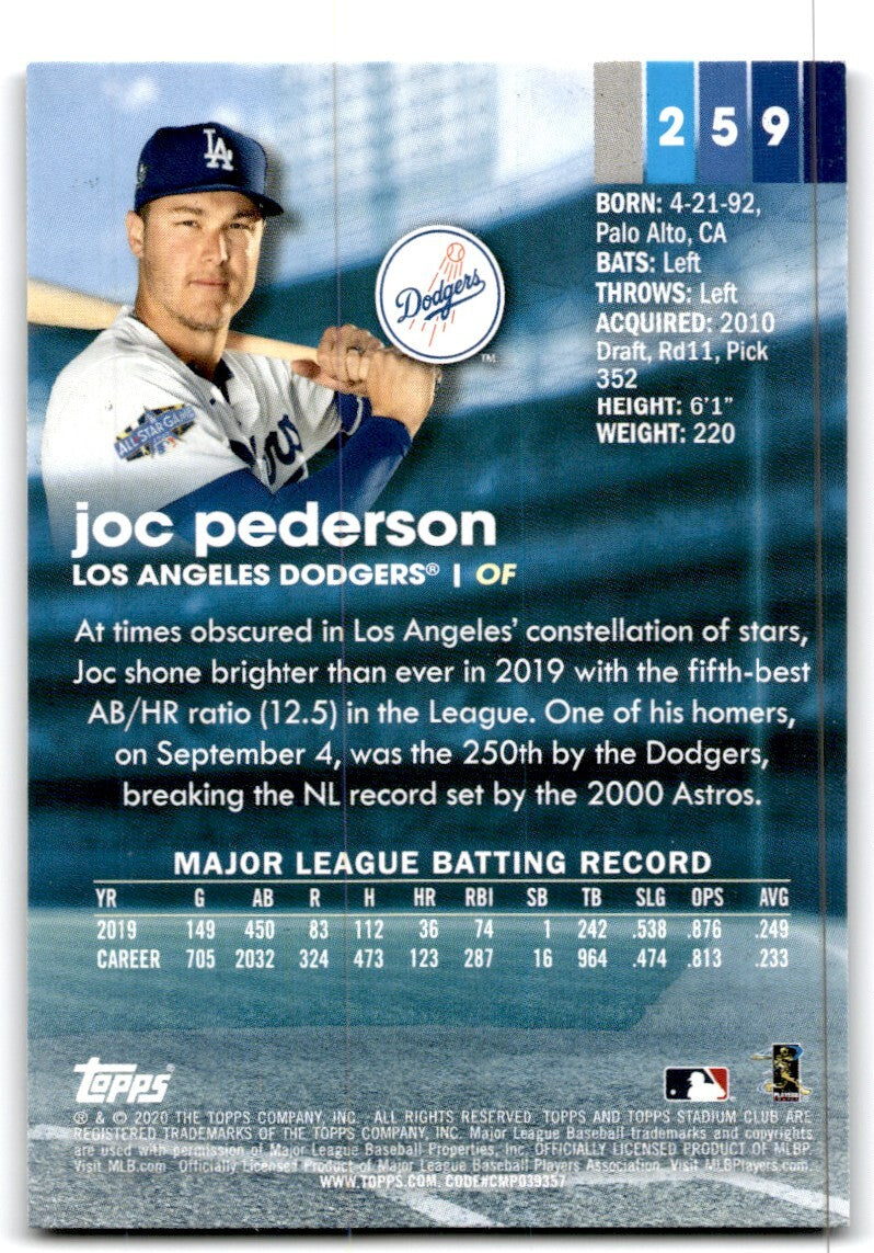 2020 Topps Stadium Club Joc Pederson A Baseball Cards #259