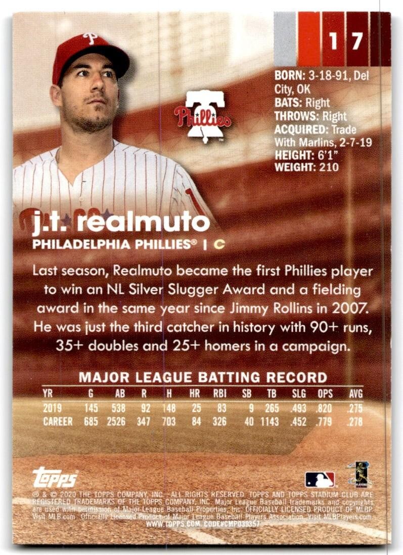2020 Topps Stadium Club J.T. Realmuto A Baseball Cards #17