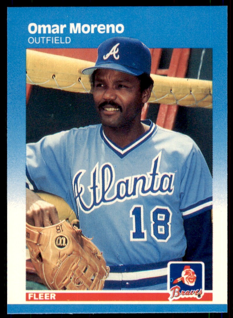 1987 Fleer Glossy Omar Moreno . Atlanta Braves #521