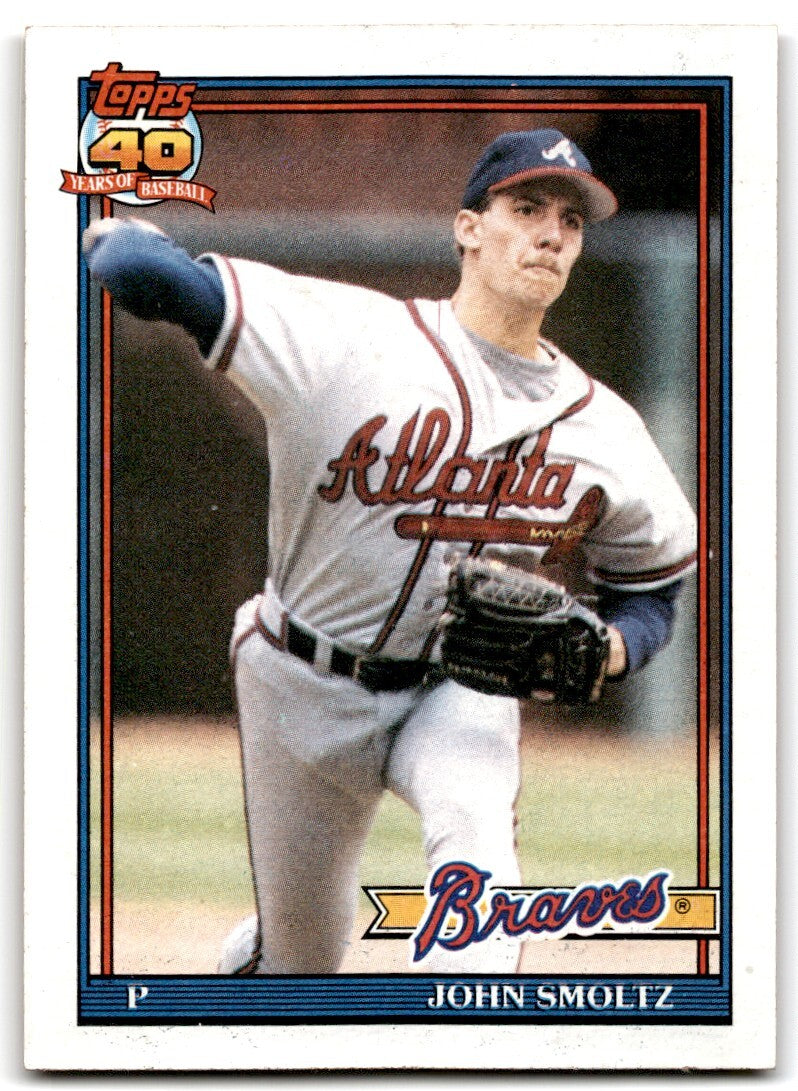 1991 Topps Baseball Card John Smoltz  Atlanta Braves #157