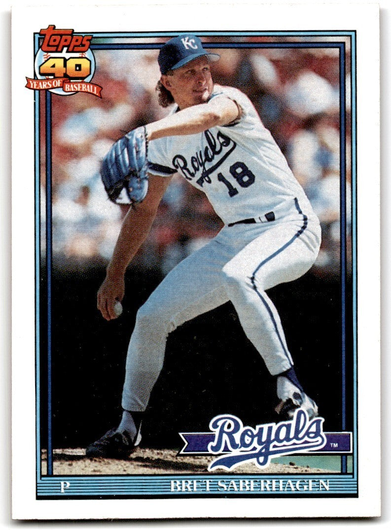 1991 Topps Baseball Card Bret Saberhagen A Kansas City Royals #280