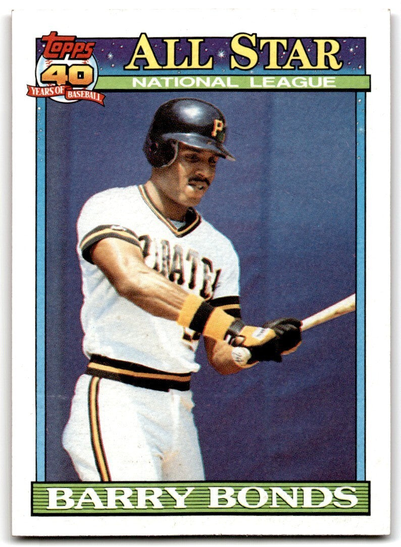 1991 Topps Baseball Card Barry Bonds A Pittsburgh Pirates #401