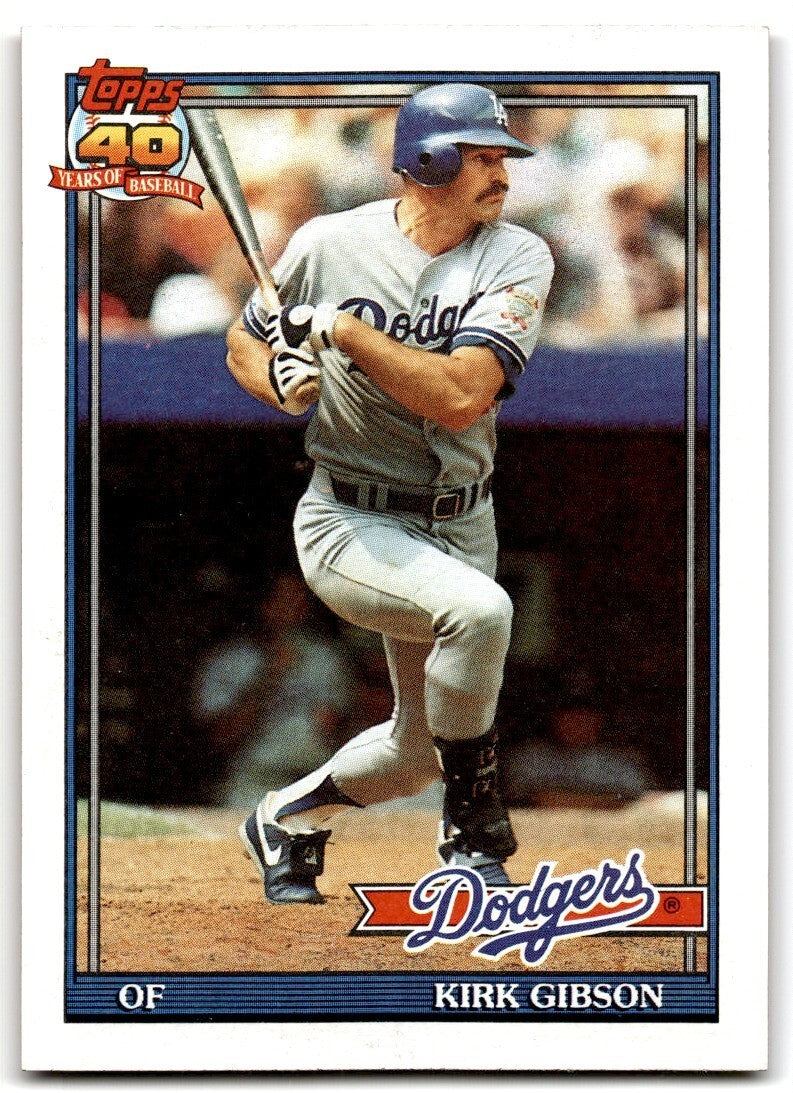 1991 Topps Baseball Card Kirk Gibson A Los Angeles Dodgers #490