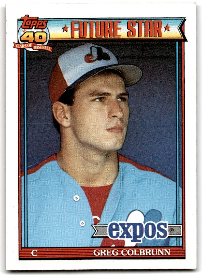 1991 Topps Baseball Card Greg Colbrunn Rookie Montreal Expos #91