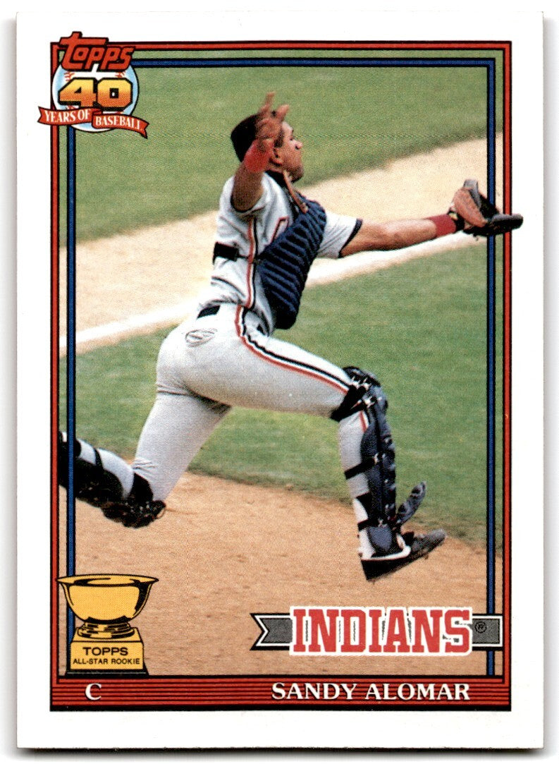 1991 Topps Baseball Card Sandy Alomar Jr. Cleveland Indians #165