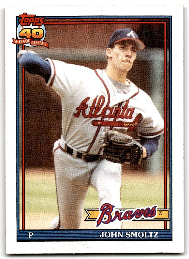 1991 Topps Baseball Card John Smoltz Atlanta Braves #157