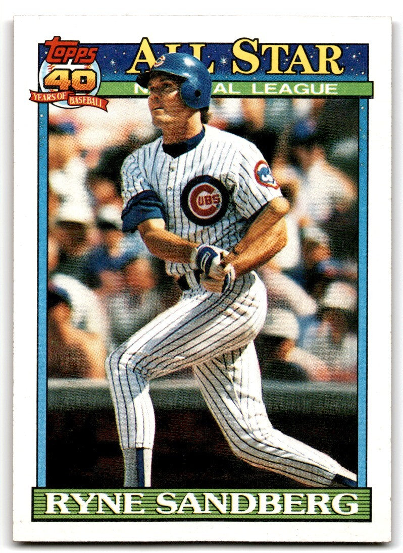 1991 Topps Baseball Card Ryne Sandberg Chicago Cubs #398