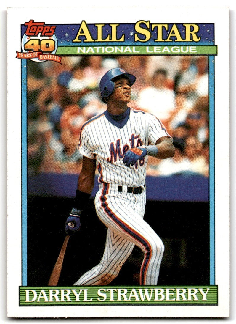 1991 Topps Baseball Card Darryl Strawberry New York Mets #402
