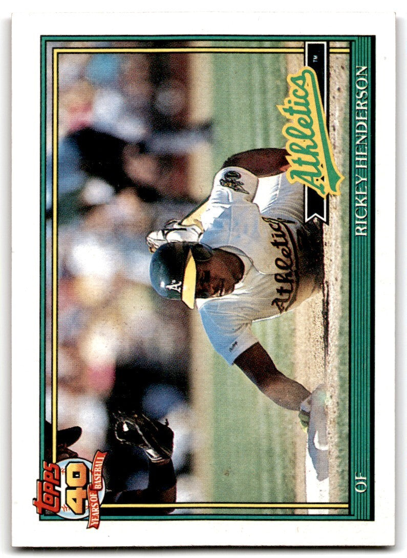 1991 Topps Baseball Card Rickey Henderson Oakland Athletics #670