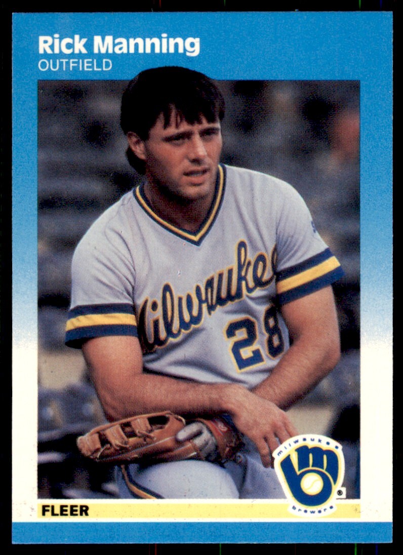 1987 Fleer Glossy Rick Manning . Milwaukee Brewers #349